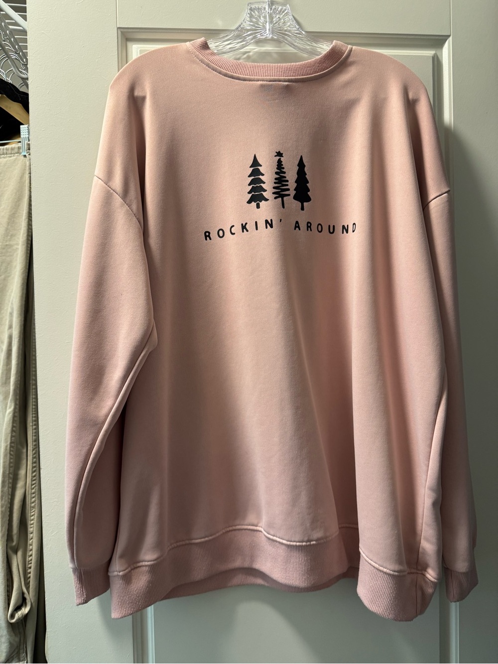 SHEIN Pink 'Rockin' Around' Crewneck Sweatshirt